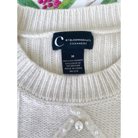 C by Bloomingdale’s Faux Pearl Cashmere - Picture 5 of 5